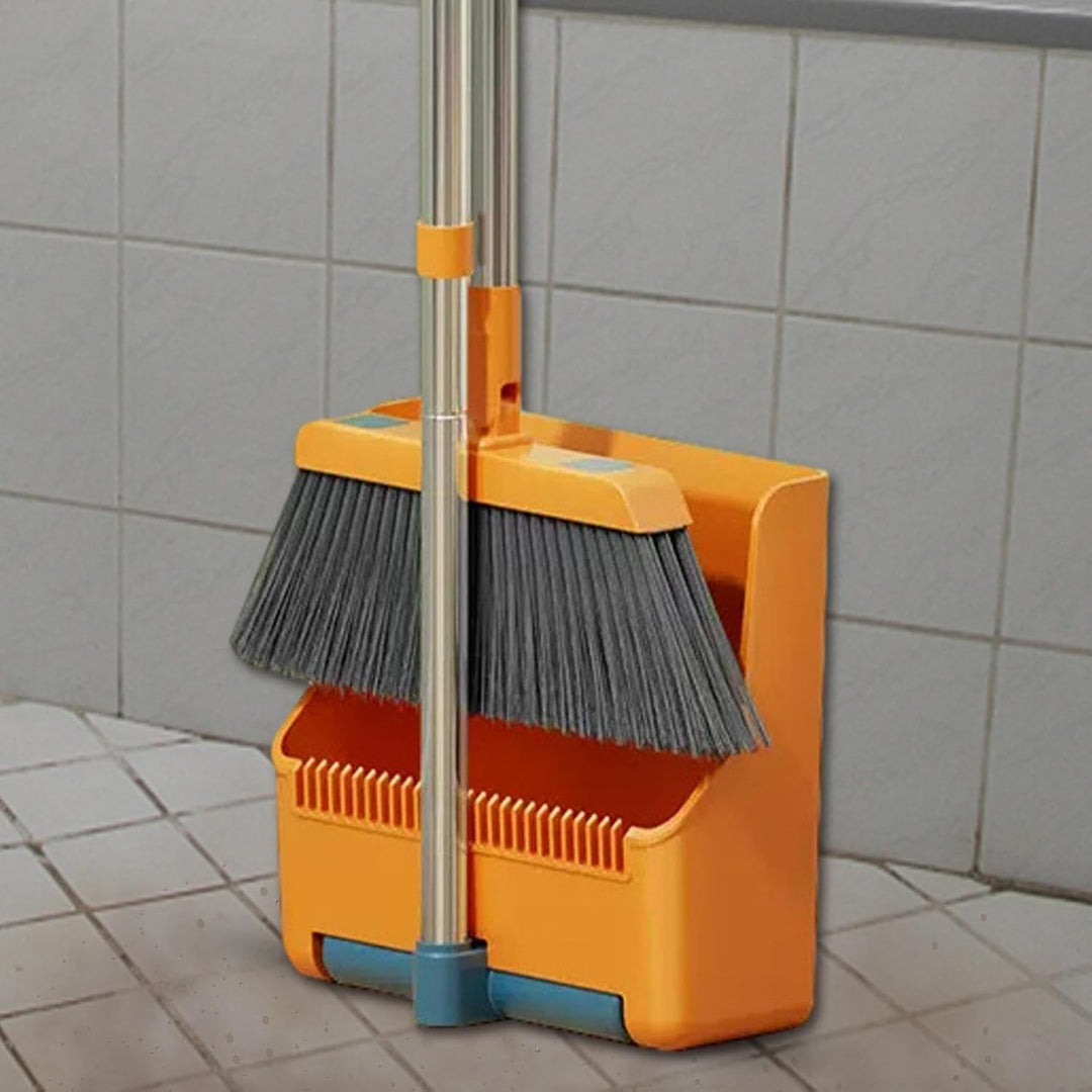 Lisslune | Large Broom and Dustpan Set – Long Handle with 180° Rotating Broom Head – Clavira