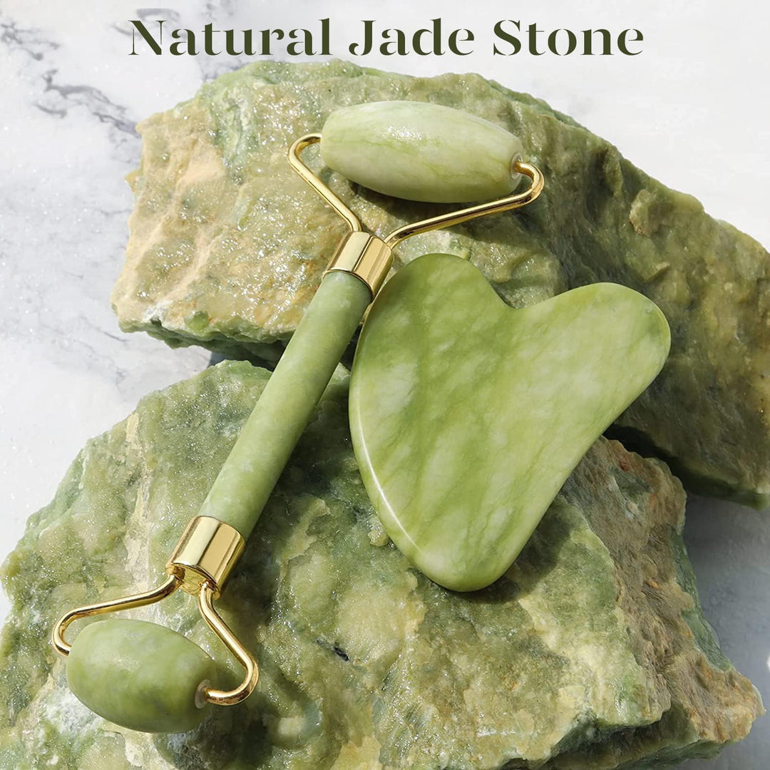 Lisslune | Instant Glow Gua Sha & Jade Roller Set | For radiant skin and natural relaxation