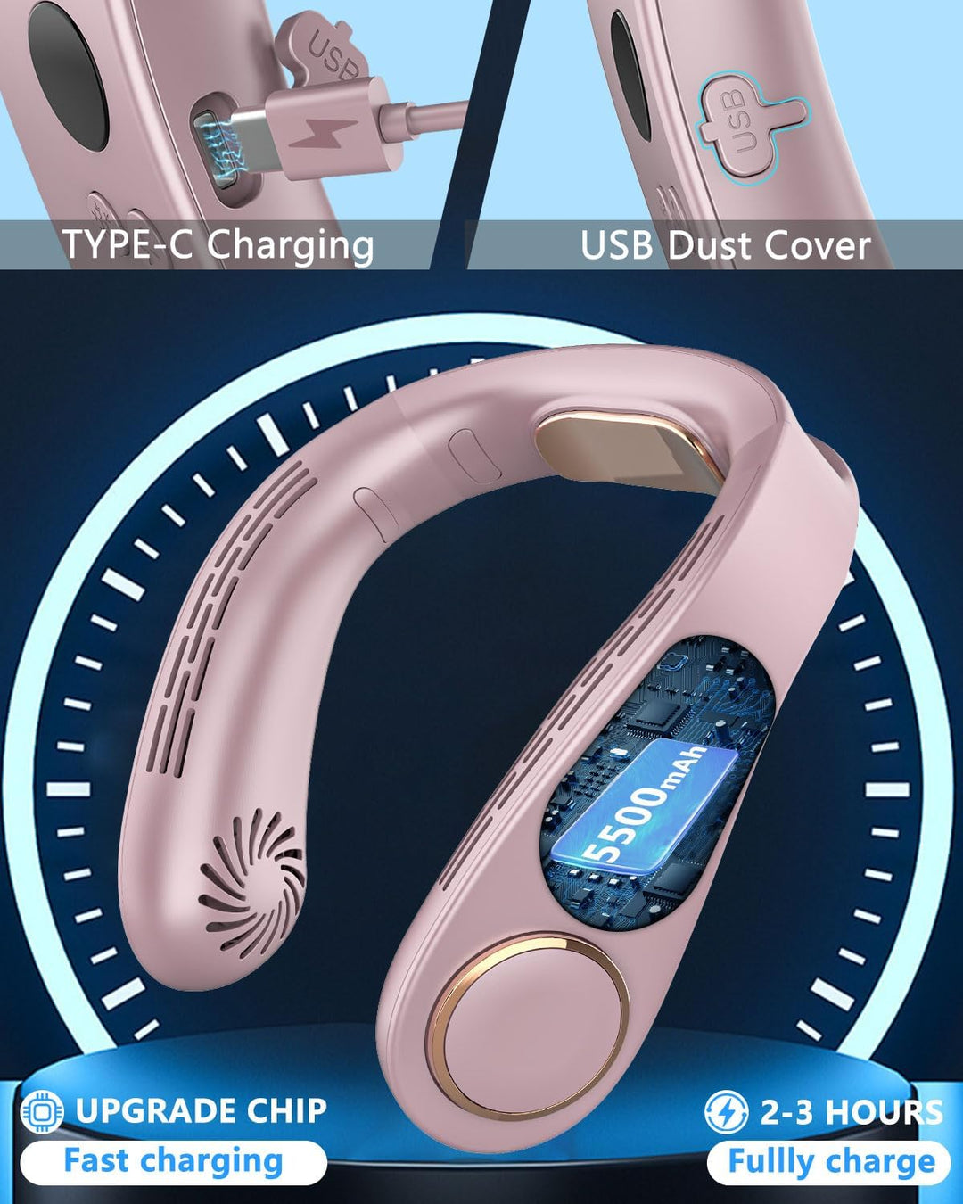 Lisslune | Neck Cooler Pro – Bladeless Neck Fan with Cooling Plate and LED Display