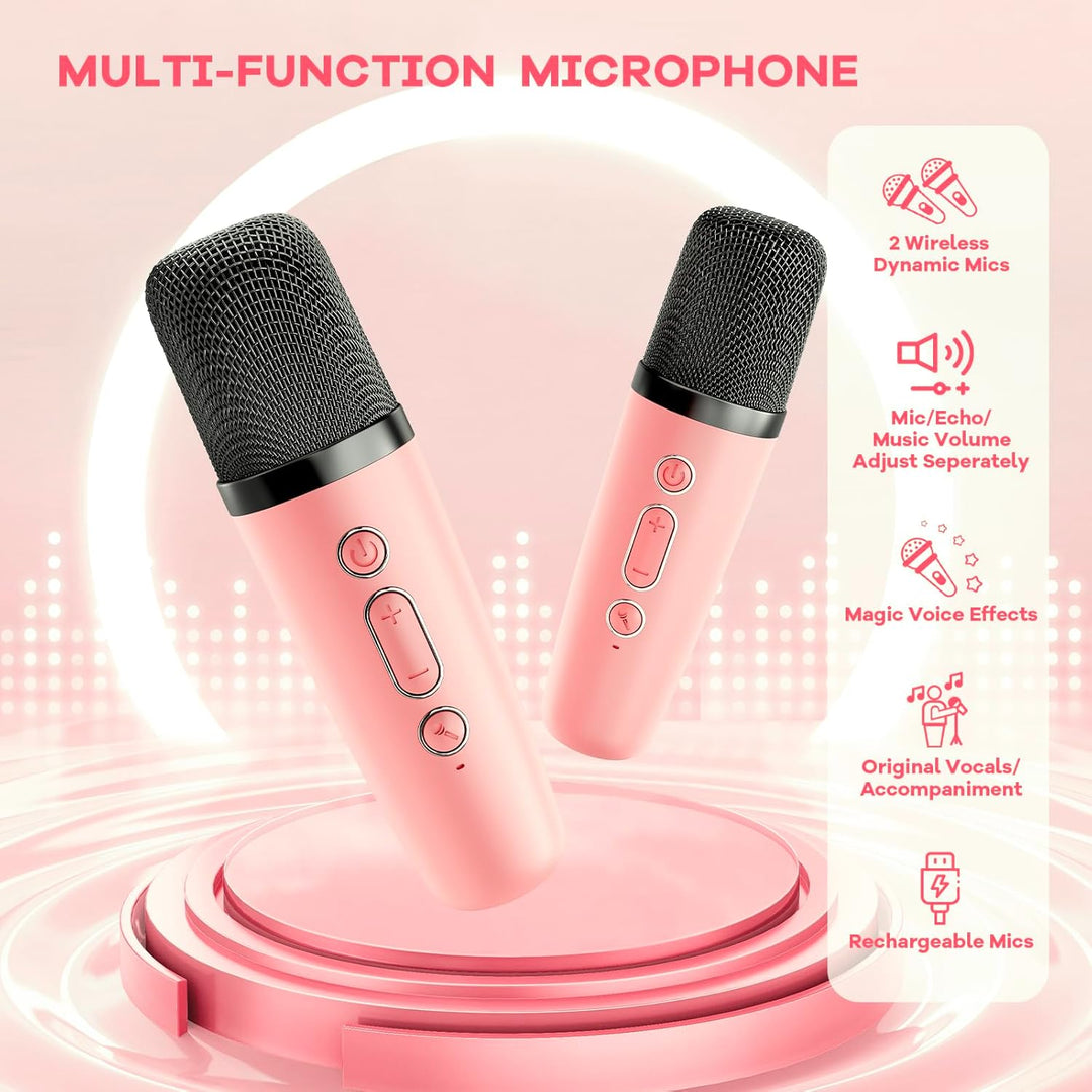 Lisslune | Portable Mini Karaoke Machine with Bluetooth Speaker & 2 Wireless Mics – Veylo