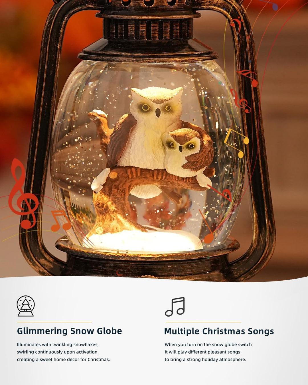 Lisslune | Autumn Gloss Decorative Lamp with Pumpkins – Warm LED Light and 6-Hour Timer