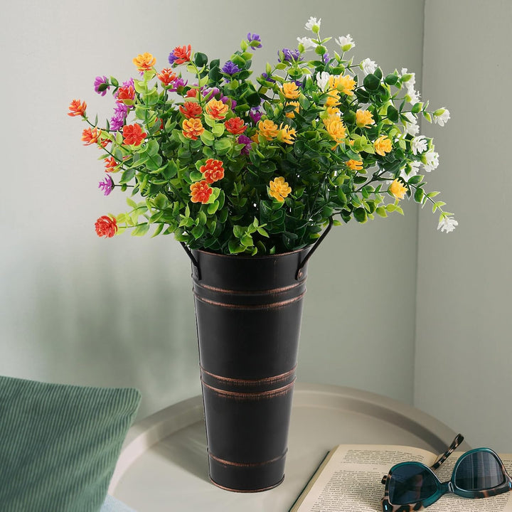 Lisslune | Retro Iron Flower Bucket with Handles – Decorative Metal Flower Pot for Home