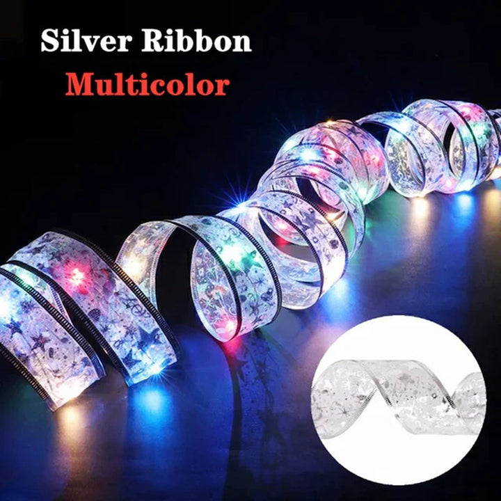 Lisslune | Christmas ribbon fairy lights Christmas decoration DIY bows lights tree ornament for home 2023 Christmas ornament New Year Navidad
