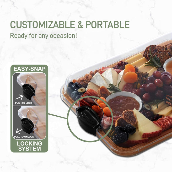 Lisslune | Bamboo Charcuterie Serving Board with Locking Clear Lid – Savorya