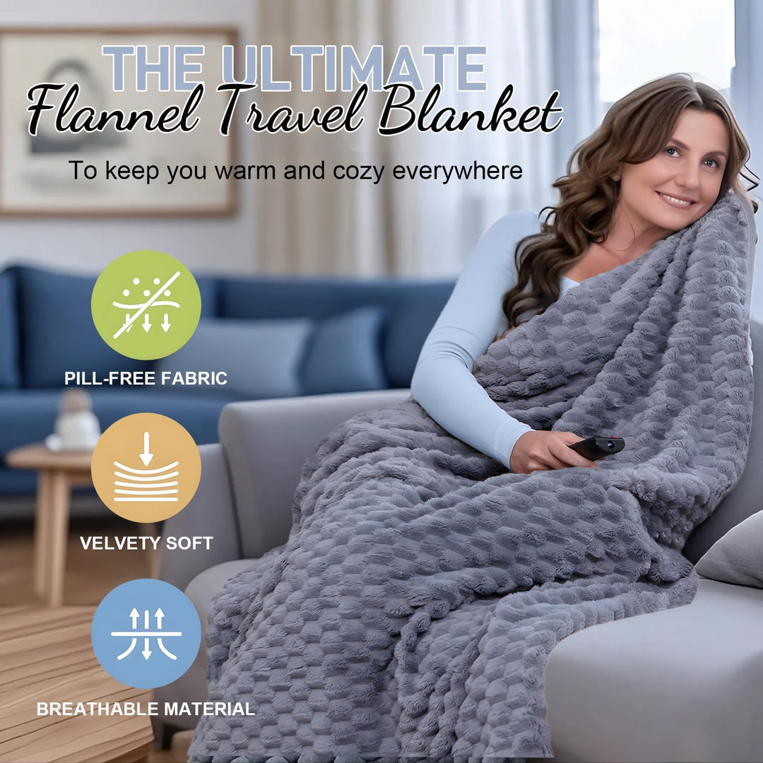 Lisslune | Packable Flannel Travel Blanket with Pillow Bag and Luggage Sleeve – Trevora