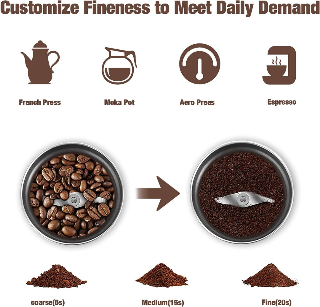 Lisslune | Electric Coffee & Spice Grinder with Removable Cup – BrewMate