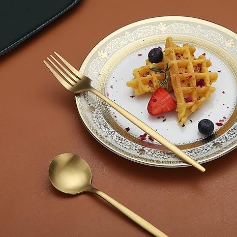 Lisslune | Minimalist Flatware Set – 20-Piece Titanium-Coated Stainless Steel Cutlery | Modern Matte Finish for Elegant Dining