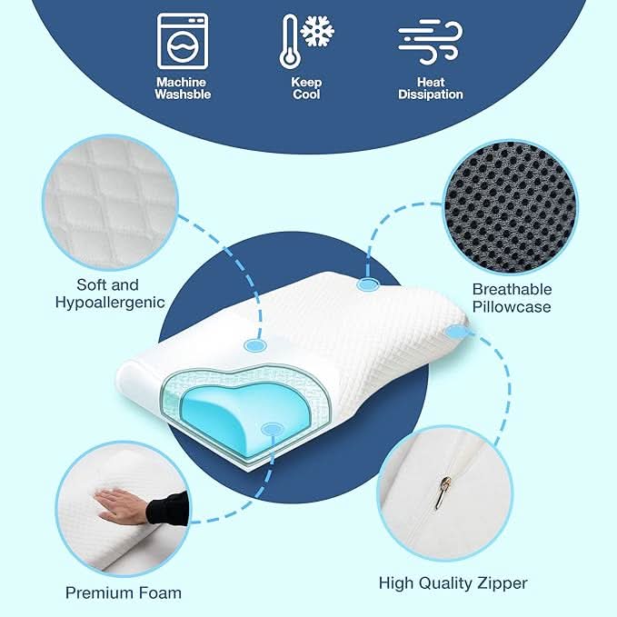 Lisslune | SILENZA PILLOW – Ergonomic Neck Support Pillow with Memory Foam for Restful Sleep