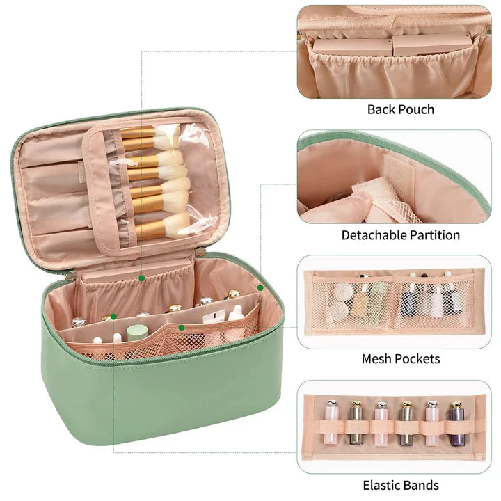 Lisslune | Practical Make-up Organizer for Traveling | With Compartments and Dividers