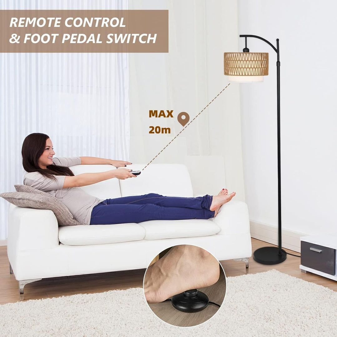 Lisslune | Arc Floor Lamp with Remote Control & Dual Shades – Norvella