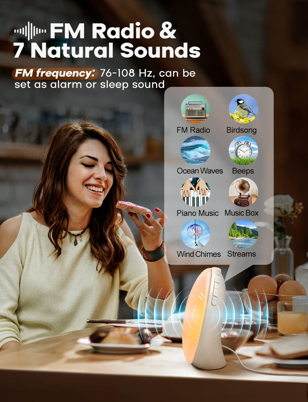 Lisslune | GlowRise Natural Wake-Up Light Alarm Clock with Sunrise & Sunset Simulation