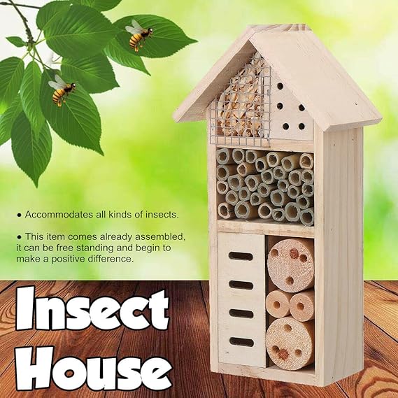 Lisslune | Insect house made of wood – Bee and insect friendly habitat for garden and terrace