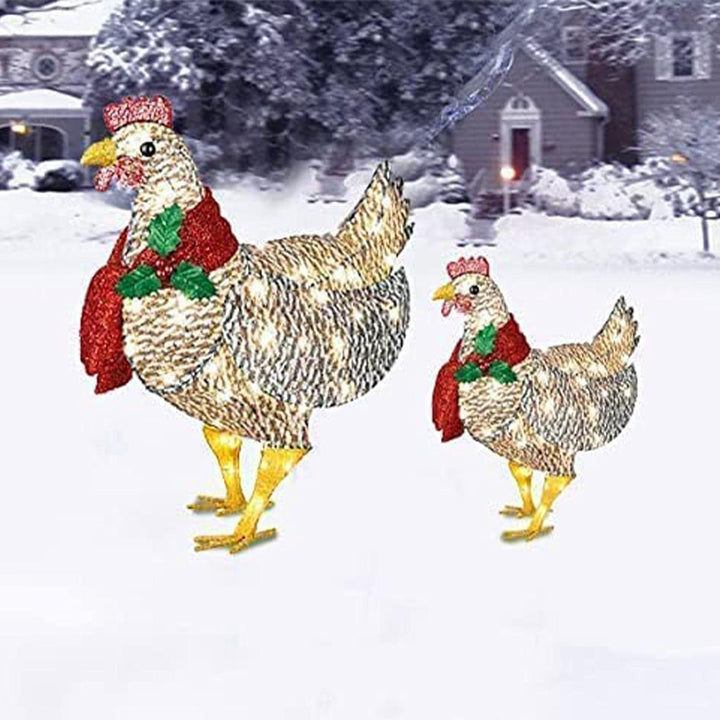 Lisslune | WinterHen LED Chicken with Scarf – Illuminating Christmas Decoration for Indoor and Outdoor