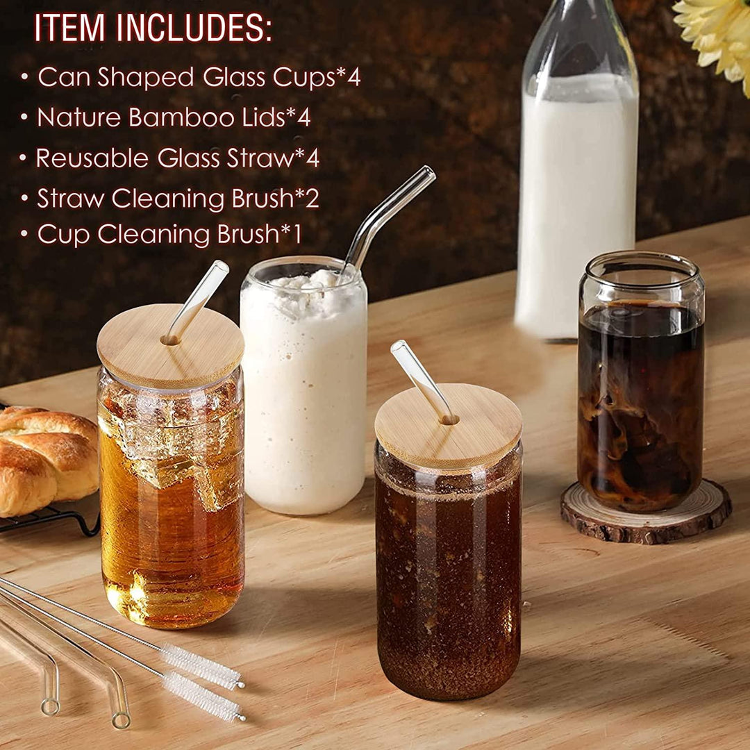 Lisslune | Elegant Can-Shape Glass Tumbler Set - 4 Premium Cups for Luxurious Drinking Experiences