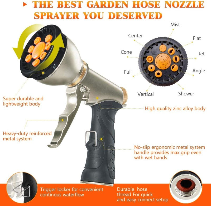 Lisslune | AquaFlex Expandable Garden Hose – Lightweight, Flexible, Leakproof Water Hose with Brass Connectors
