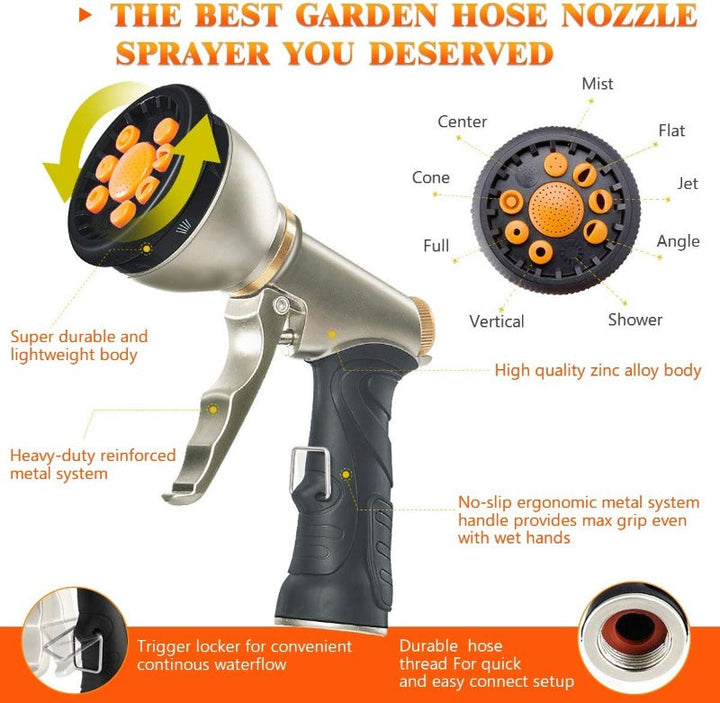 Lisslune | AquaFlex Expandable Garden Hose – Lightweight, Flexible, Leakproof Water Hose with Brass Connectors