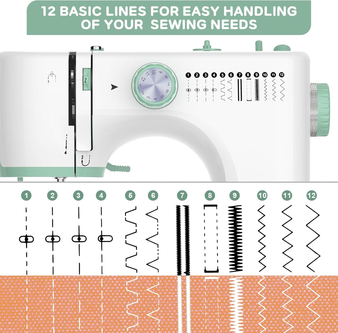 Lisslune | Portable Sewing Machine with 12 Stitches & Extension Table – StitchPro