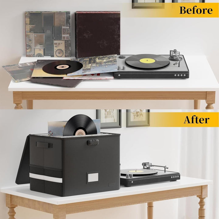 Lisslune | Fireproof Record Storage Case – Waterproof Organizer for 150+ 12-Inch Records – Arcion