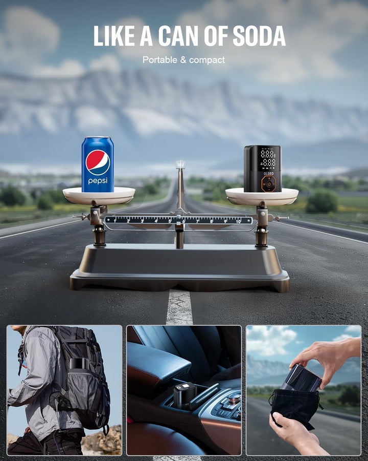 Lisslune | Portable Tire Pump - 18000mAh Air Compressor for Cars and Motorcycles