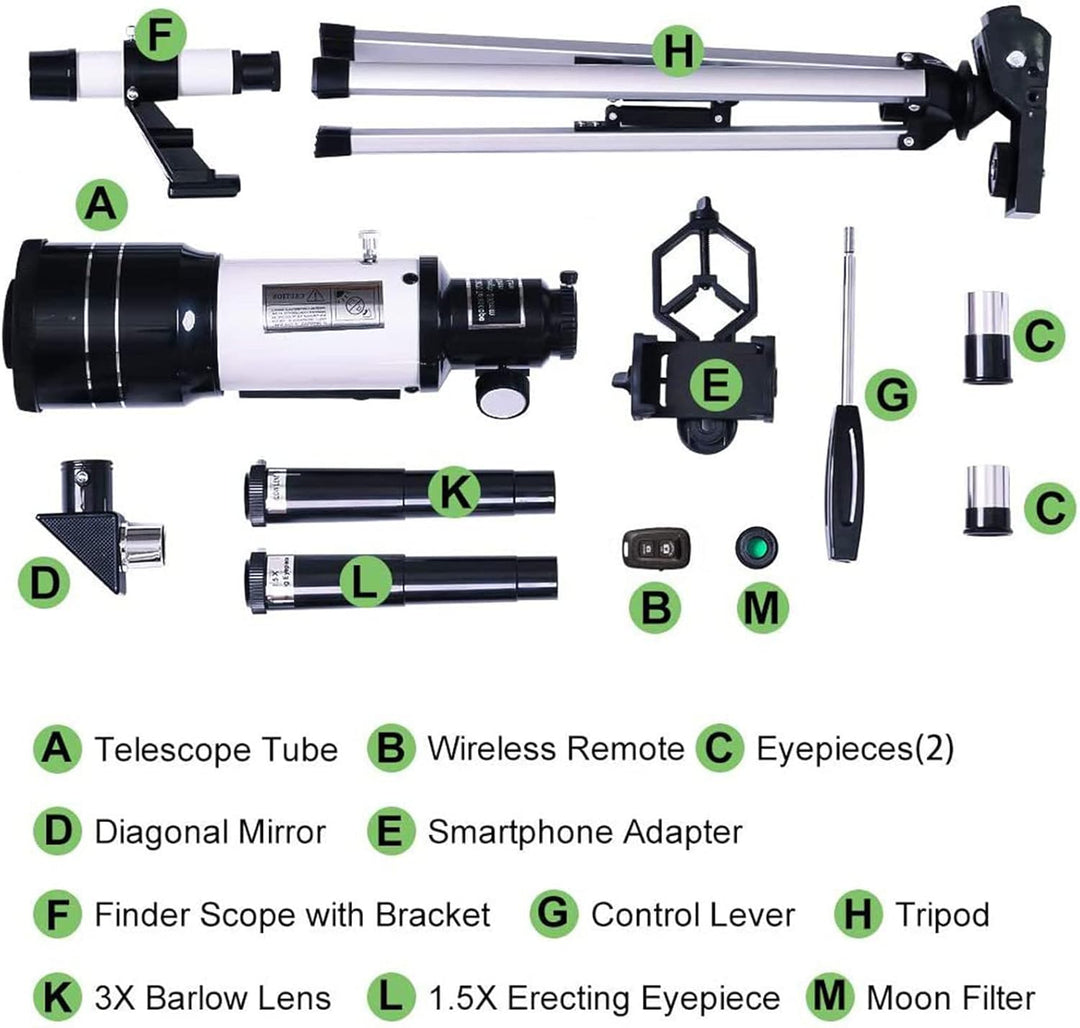 Lisslune | Professional Astronomical Telescope | 70mm Aperture, 300mm Focal Length & Easy Setup for Stargazing and Nature Exploration