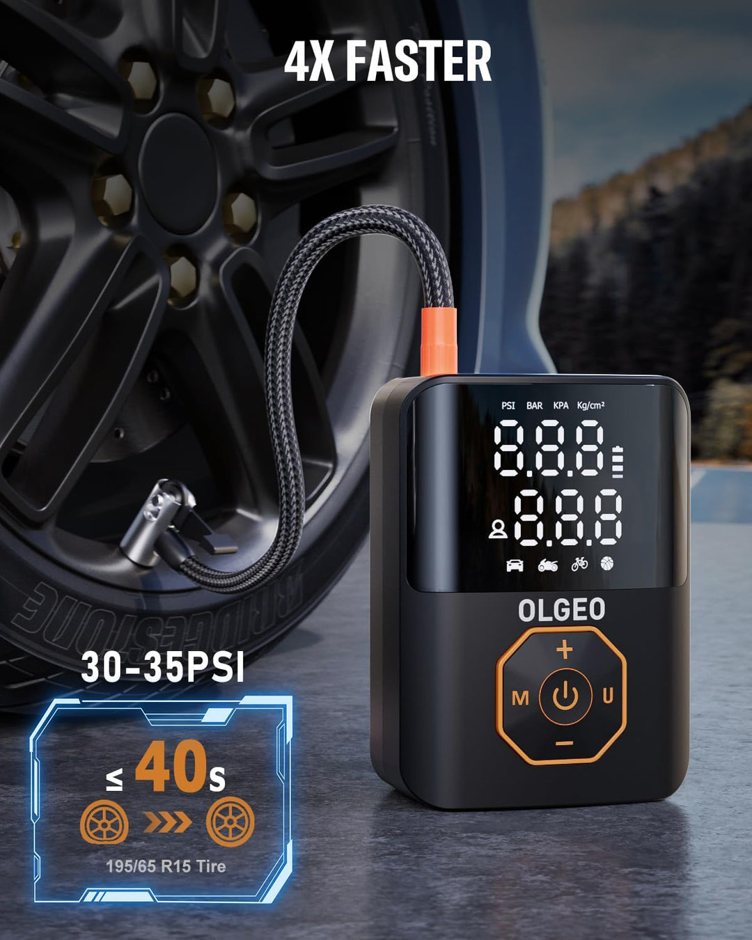 Lisslune | Portable Tire Pump - 18000mAh Air Compressor for Cars and Motorcycles