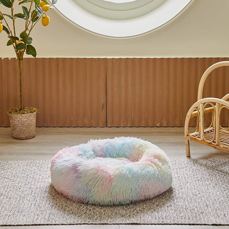 Lisslune | Beef Rainbow Extra Plush Calming Donut Dog Beds