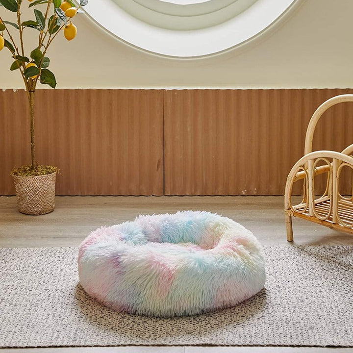 Lisslune | Beef Rainbow Extra Plush Calming Donut Dog Beds