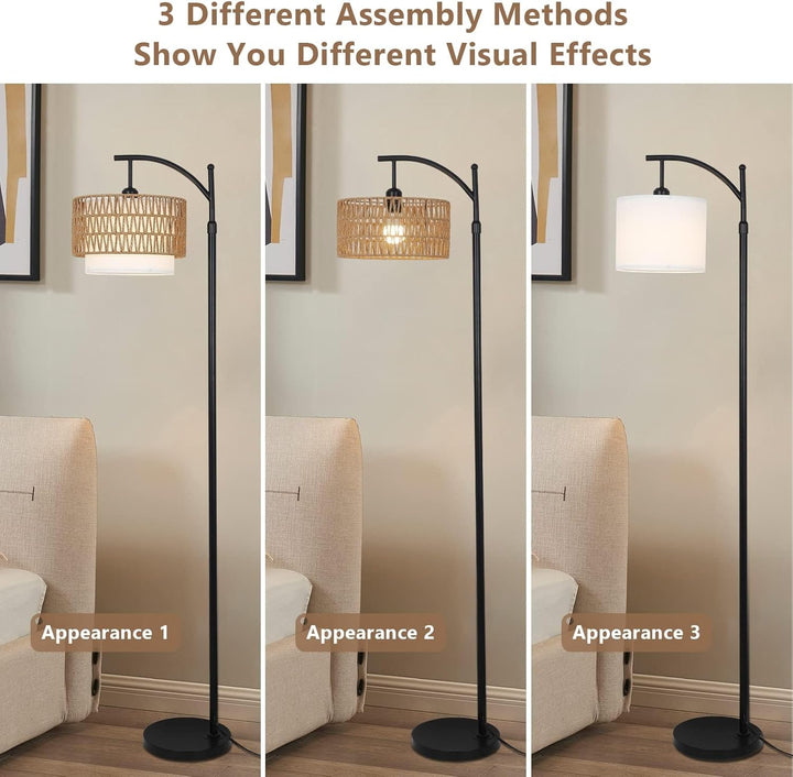 Lisslune | Arc Floor Lamp with Remote Control & Dual Shades – Norvella