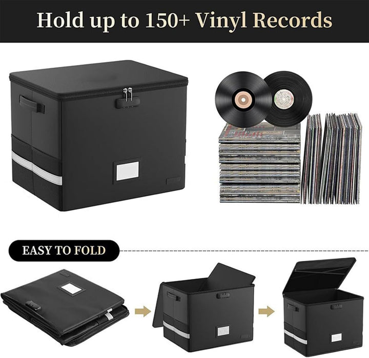 Lisslune | Fireproof Record Storage Case – Waterproof Organizer for 150+ 12-Inch Records – Arcion