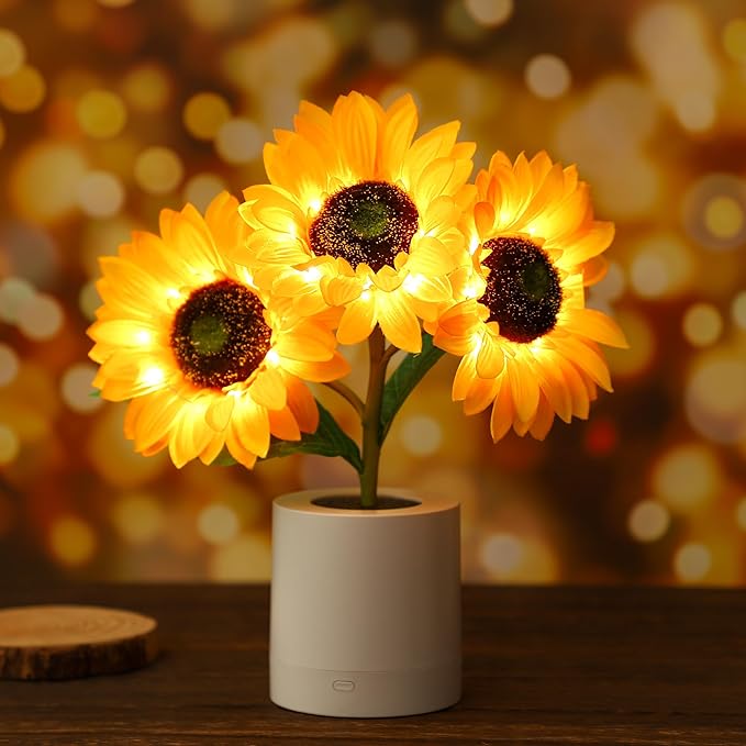Lisslune | LED Sunflower Table Lamp - Decorative Lighting Fixture for Home Decor & Nightstand Use
