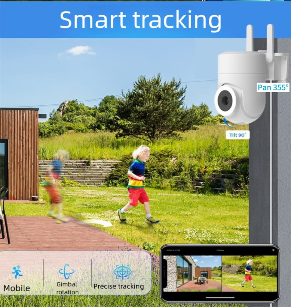 Lisslune | Outdoor & Indoor Security Camera 2K 355° View with Night Vision