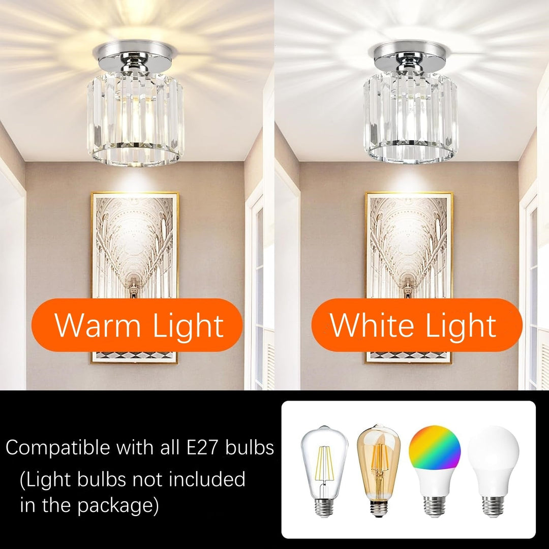 Lisslune | Modern 1-Light Flush Mount Ceiling Light | Black Brass Fixture with Crystal Shade for Hallway & Living Room