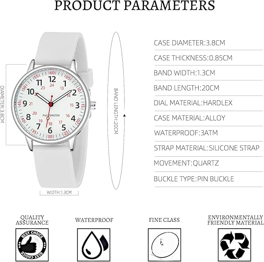 Lisslune | Stylish Women’s Clip-On Watch – Waterproof Silicone Fob Watch in Elegant Colours