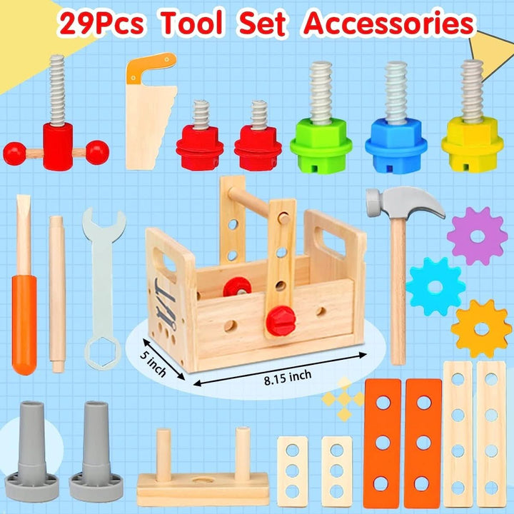 Lisslune | WoodCraft Kids Toolbox – Wood Tool Box for Creative Play & Motor Skills Development from 6 Months