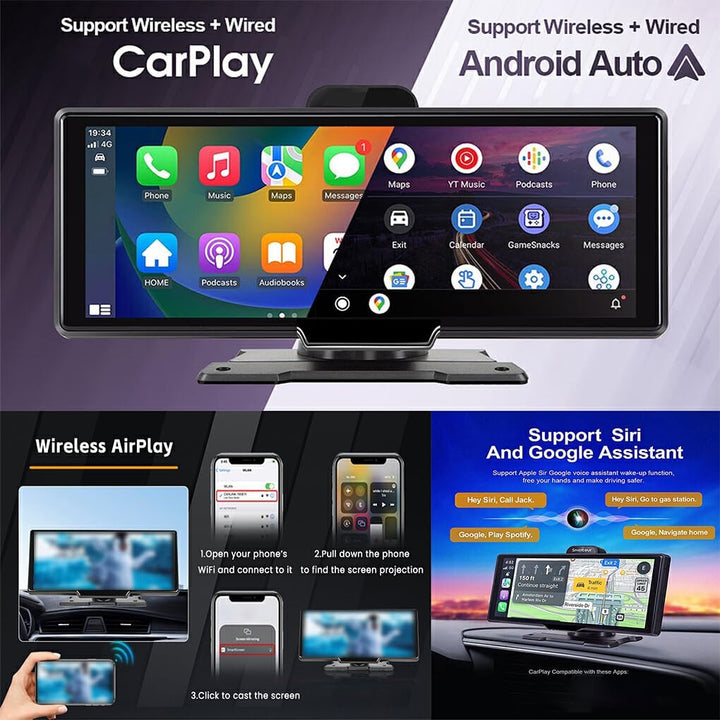 Lisslune | CarVision Pro – Smart Car Display with Apple CarPlay, Android Auto & Dash Camera