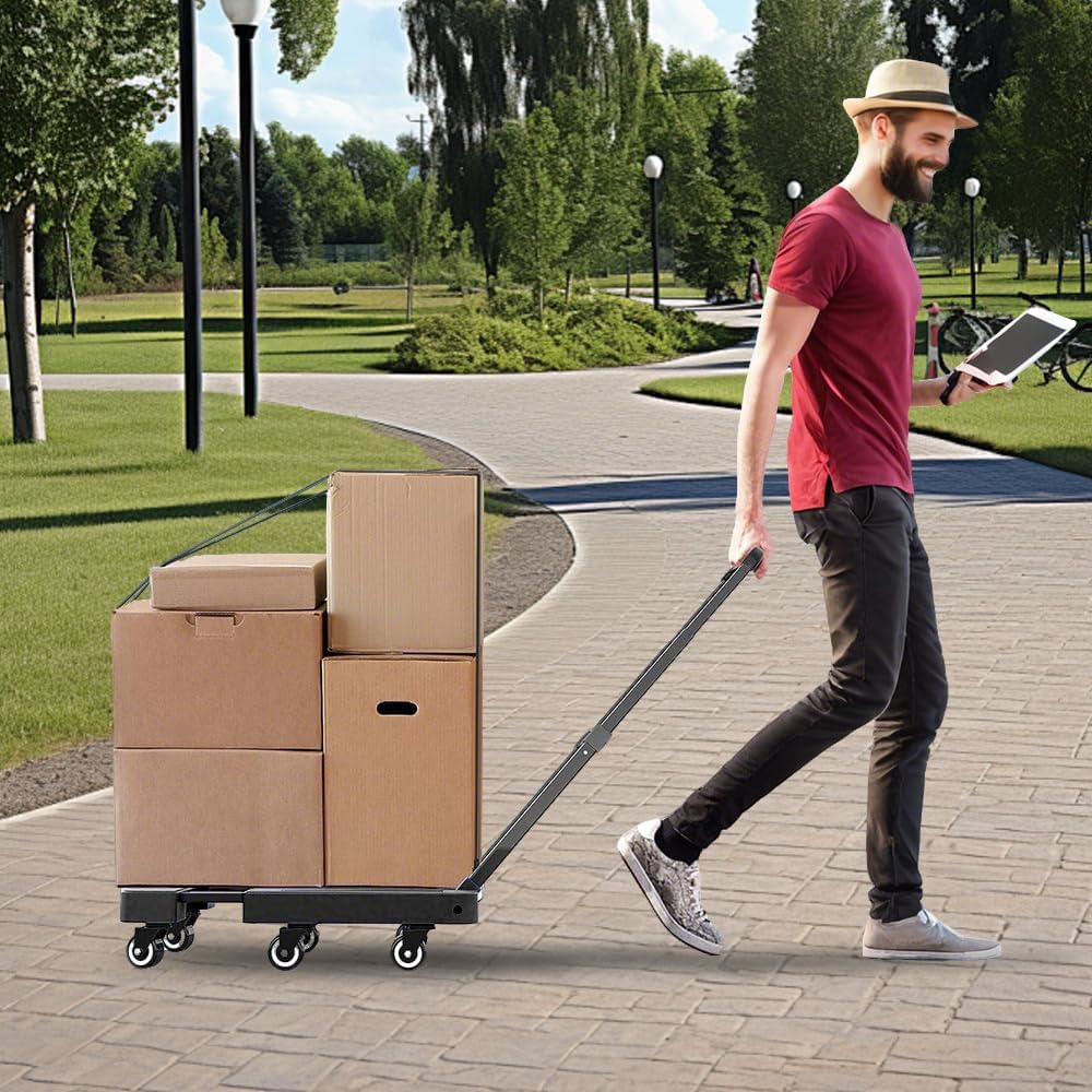 Lisslune | 6-Wheel Folding Hand Truck with 227 kg Capacity & Telescopic Handle – LoadMaster