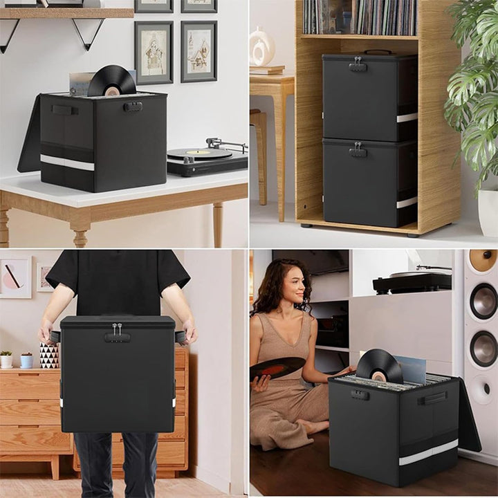 Lisslune | Fireproof Record Storage Case – Waterproof Organizer for 150+ 12-Inch Records – Arcion