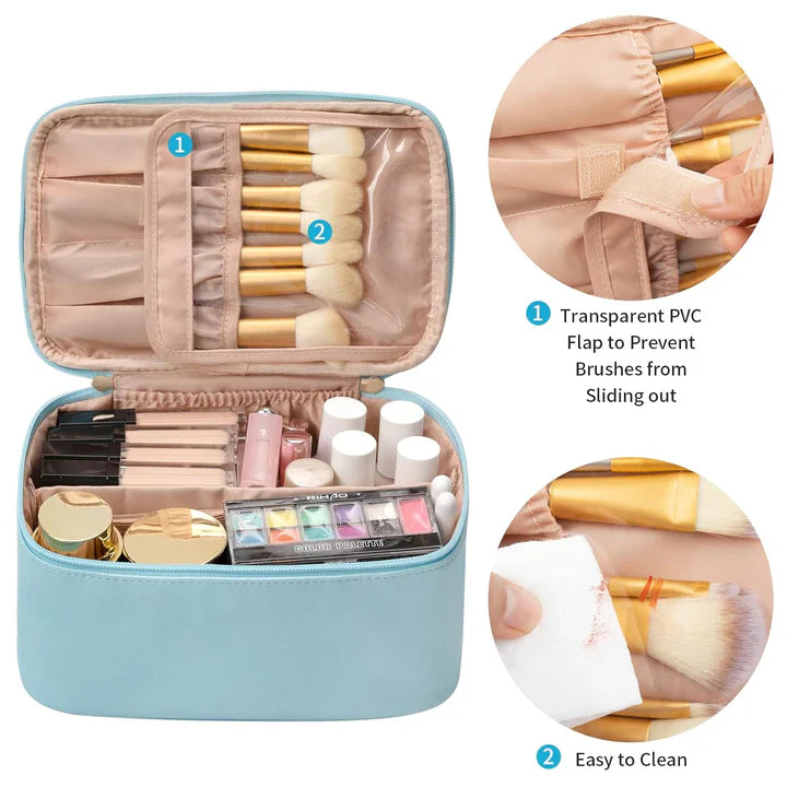 Lisslune | Practical Make-up Organizer for Traveling | With Compartments and Dividers