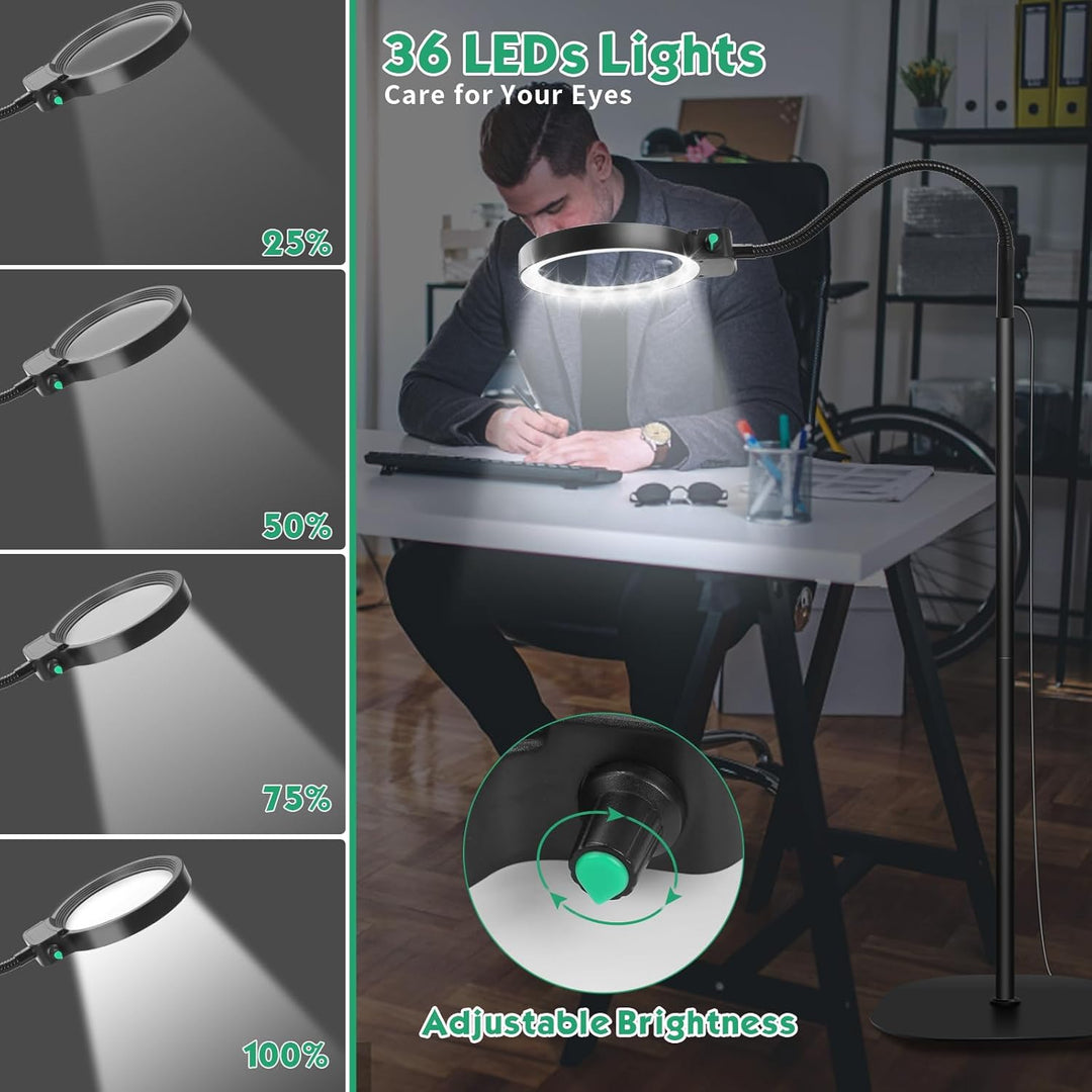 Lisslune | Full-Page Magnifying Glass with LED Light – Hands-Free Reading Aid for Books, Crafts & Hobbies