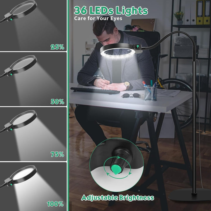 Lisslune | Full-Page Magnifying Glass with LED Light – Hands-Free Reading Aid for Books, Crafts & Hobbies