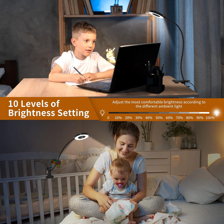 Lisslune | 3 Colour Modes LED Desk Clamp Lamp with  & Flexible Gooseneck – Selvara (1+1 FREE)