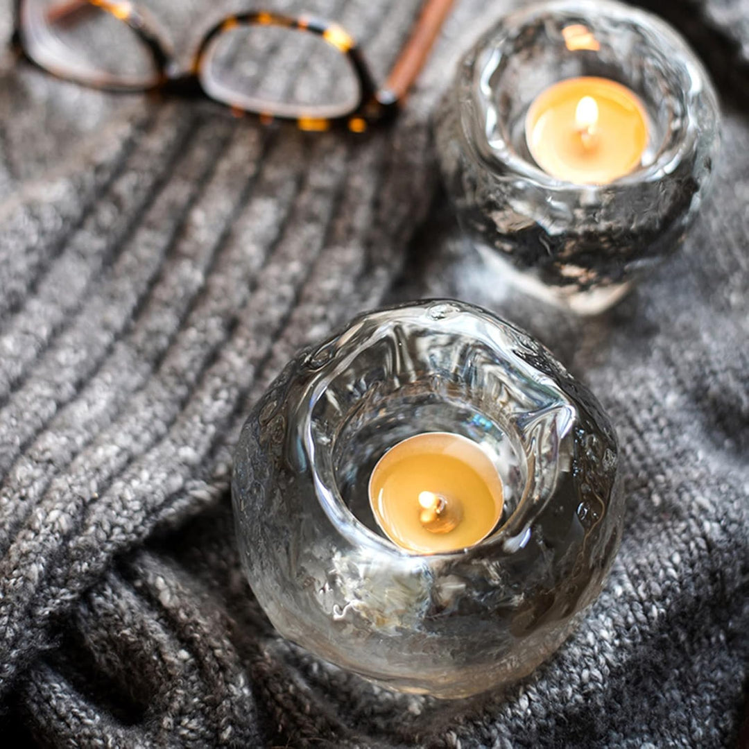 Lisslune | Glass Tealight Holder – Decorative Candle Holder made of Clear Glass for Cozy Lighting