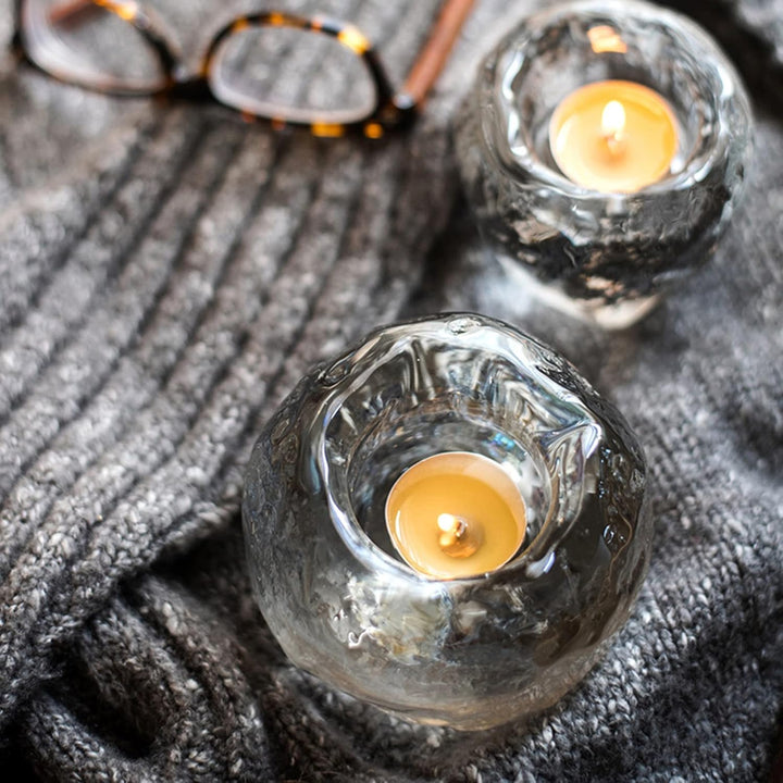 Lisslune | Glass Tealight Holder – Decorative Candle Holder made of Clear Glass for Cozy Lighting