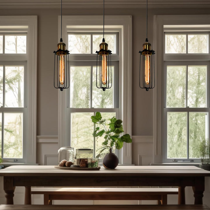 Lisslune | Industrial Pendant Light in Retro Design – Vintage Hanging Lamp with Metal Grid