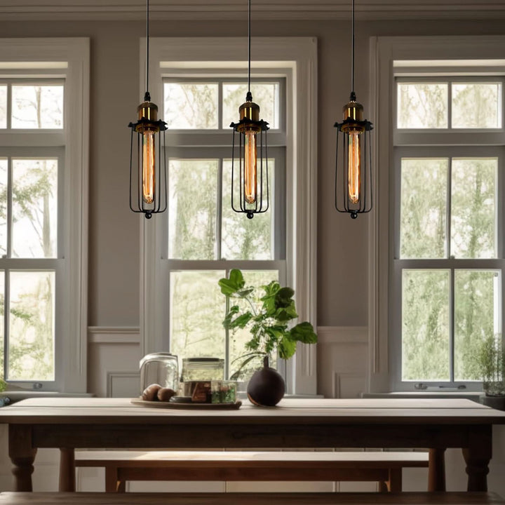Lisslune | Retro Industrial Pendant Light with Metal Cage