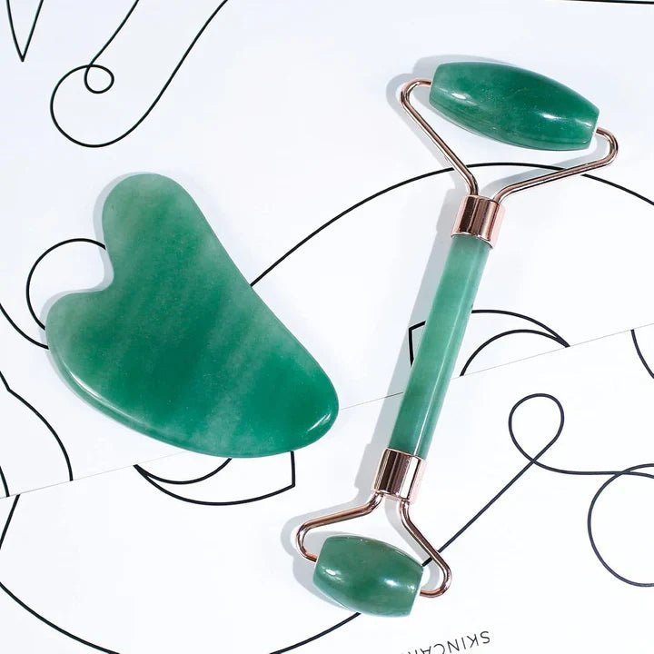 Lisslune | Instant Glow Gua Sha & Jade Roller Set | For radiant skin and natural relaxation