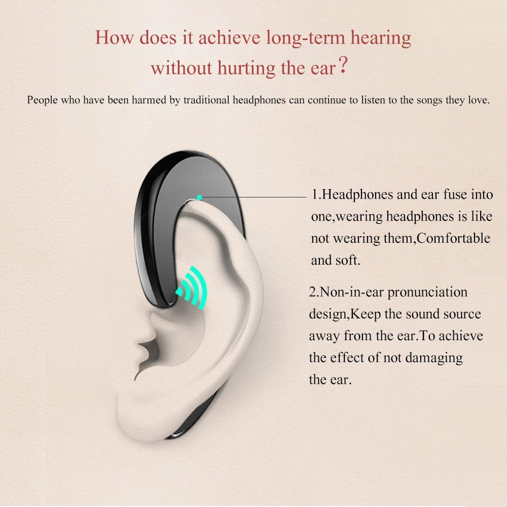 Lisslune | Wireless Tiny Bluetooth Ear Hook Headphones - Noise Cancelling & Open Ear Design