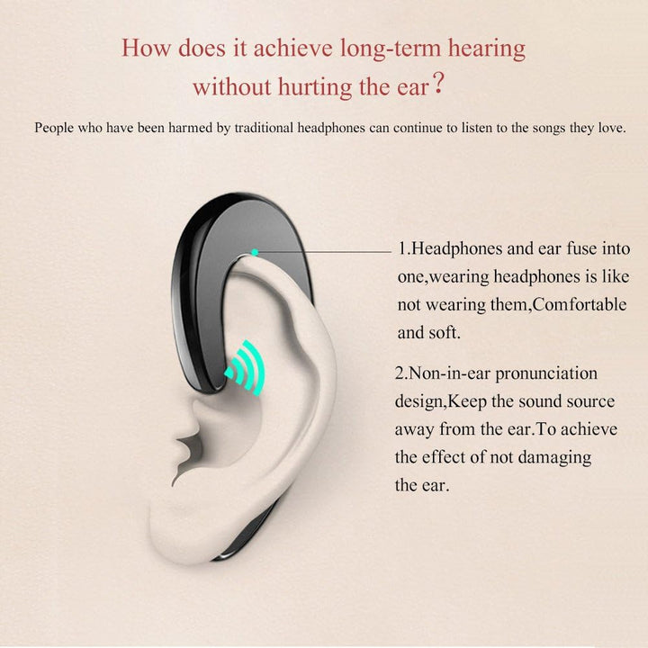 Lisslune | Wireless Tiny Bluetooth Ear Hook Headphones - Noise Cancelling & Open Ear Design