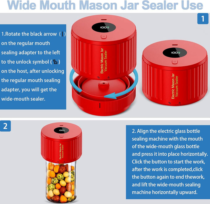Lisslune | Electric Mason Jar Vacuum Sealer Set - Preserve Freshness Quickly!