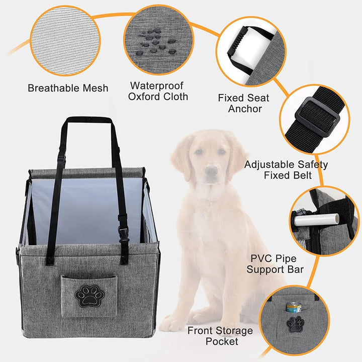 Lisslune | Portable Cats & Dog Seat for Car | Waterproof, Spacious & Secure for Stress-Free Car Rides | Dog Car Booster Seat for Summer Holidays